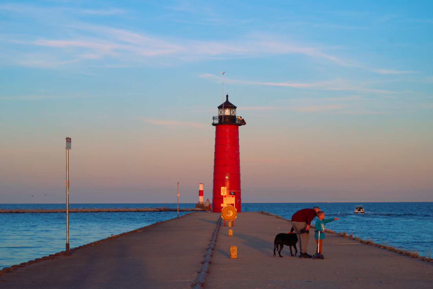 The iconic North Pier Lighthouse in Kenosha was built in 1906 and still serves as the active ligh...
