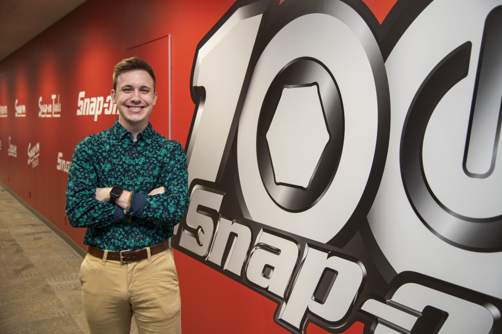 Carthage student Evan Blievernicht interned at Snap-on Tools, one of the many global companies he...