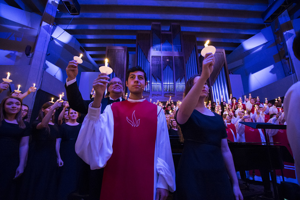 Performers and attendees participate in the Service of Light, a Christmas Festival favorite.