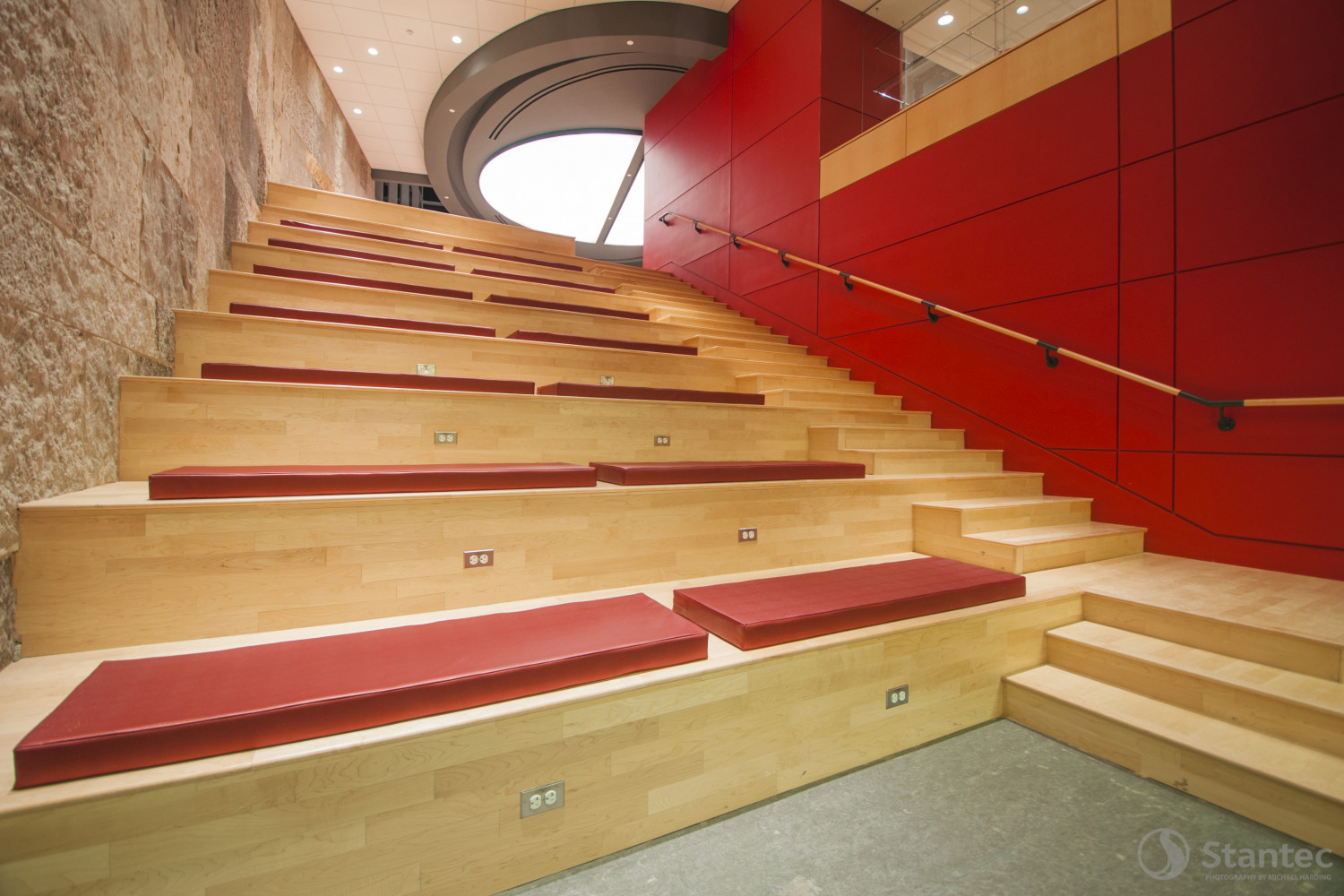 The Straz Center includes a large stepped seating area with advanced media capabilities.