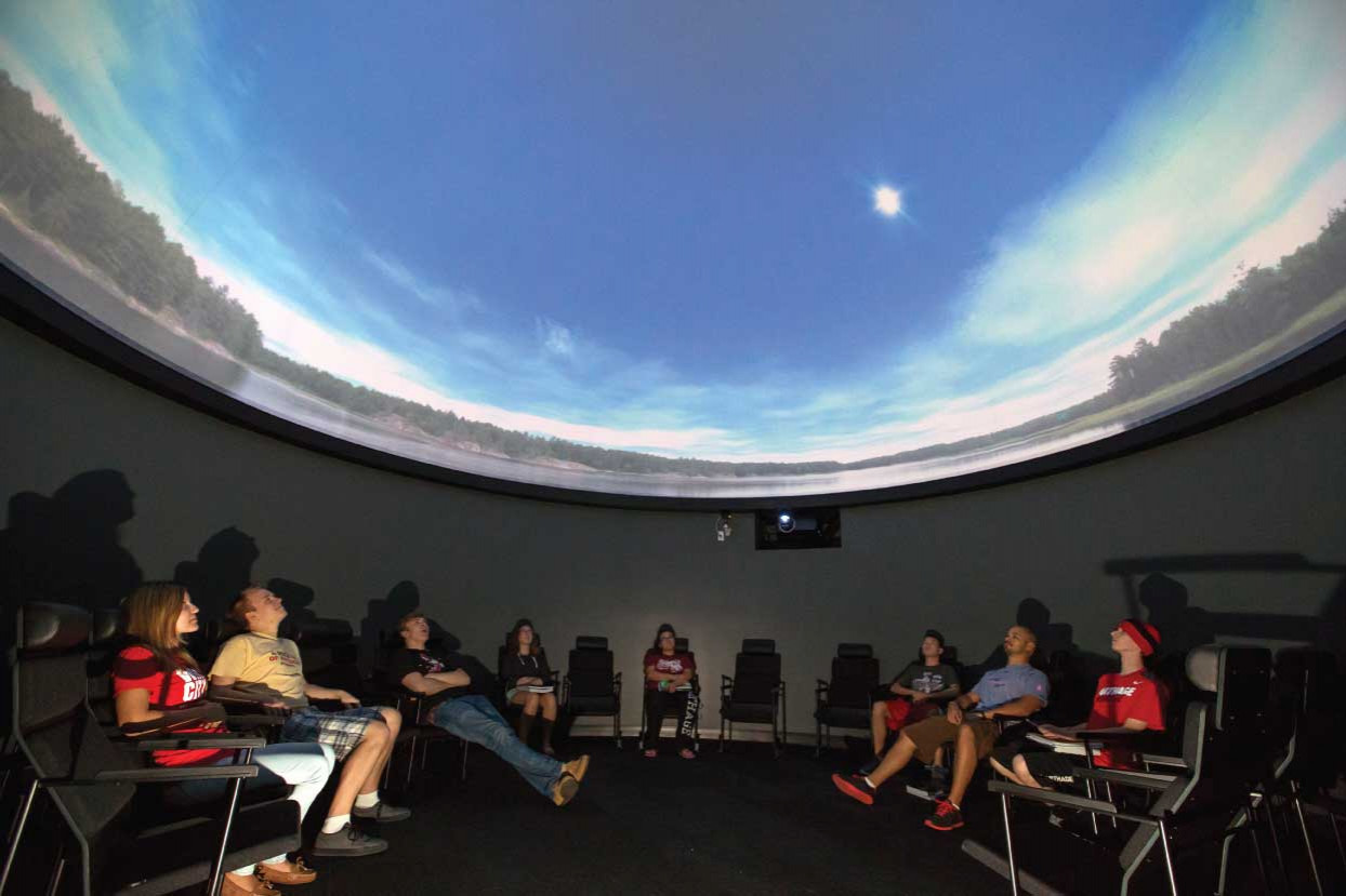 The planetarium contains a Spitz SciDome HD dual-projector theater system for high-resolution sci...