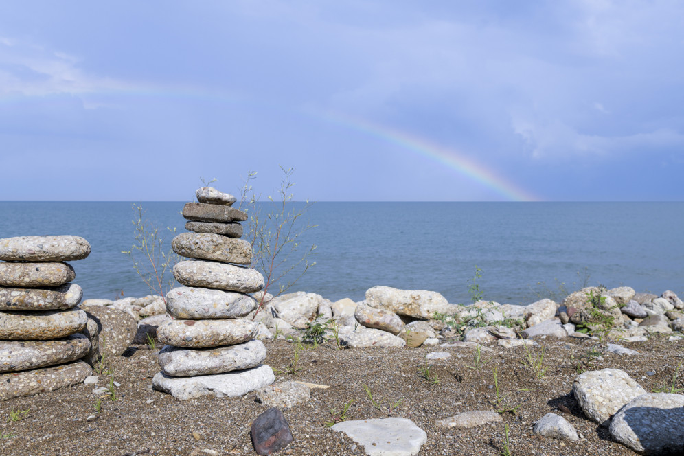 A rainbow over Lake Michigan