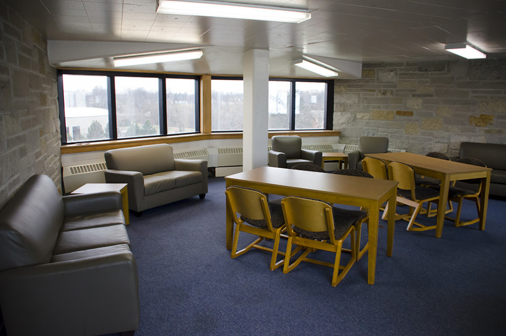 Tarble Hall has a lounge on every floor where students can study and hang out. 