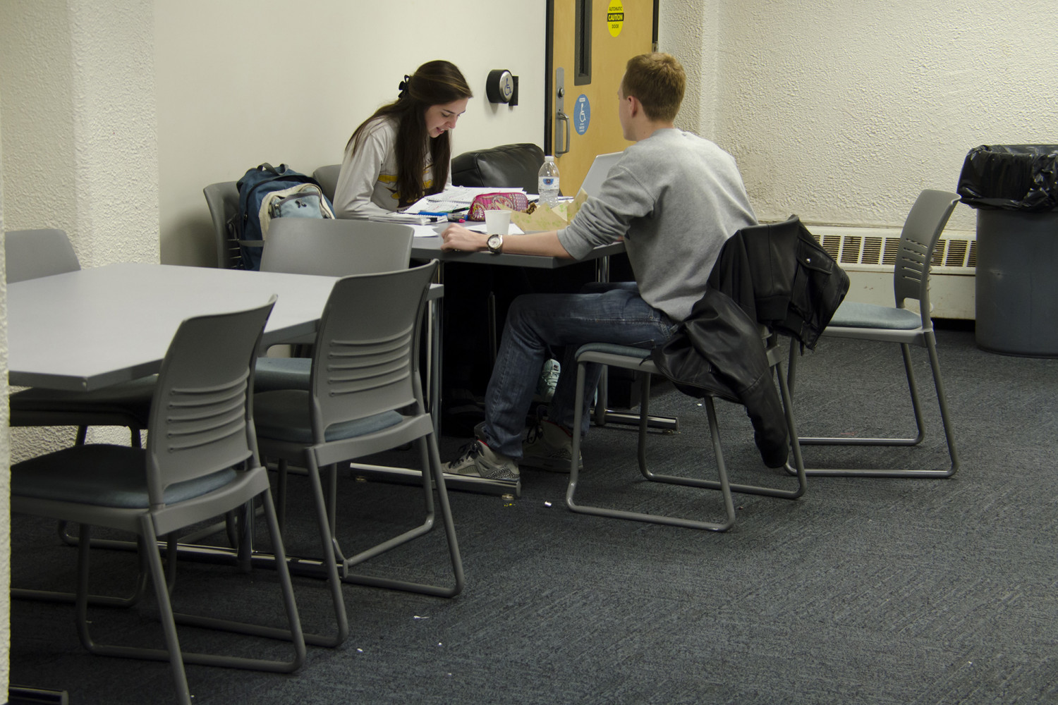 Johnson Hall has a lounge for students to hang out and study. 