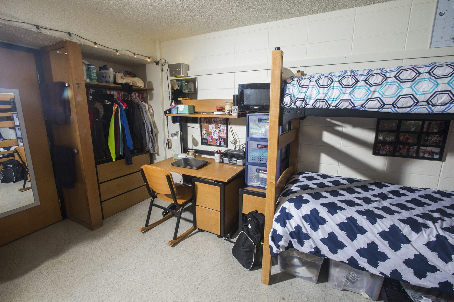 A double room in Johnson Hall. 
