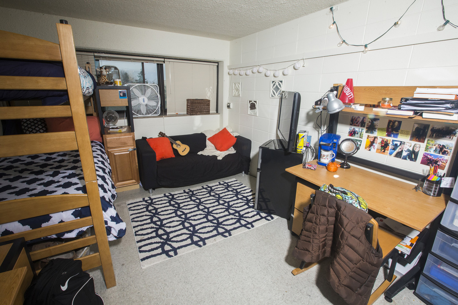 A double room in Johnson Hall.