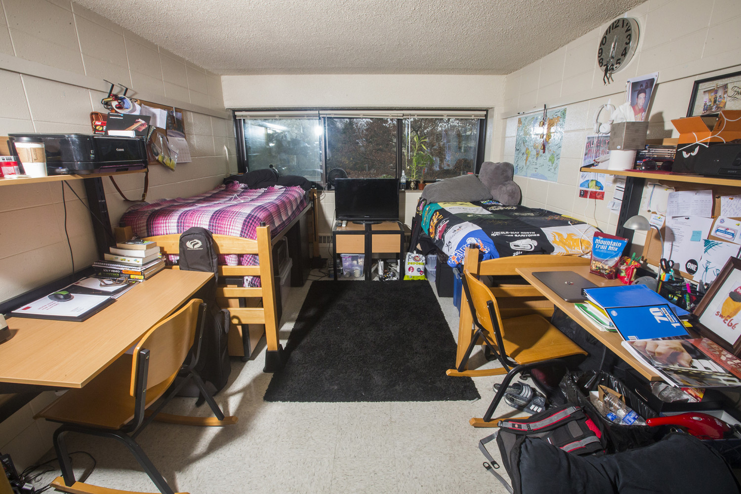 A double room in Johnson Hall. 