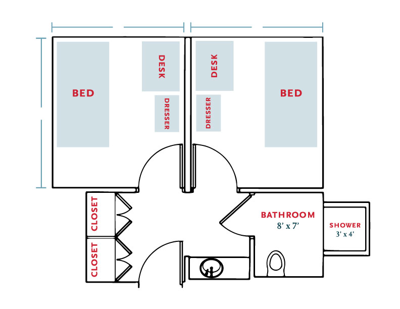 Oaks Double Dorm Floor Plan