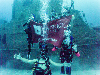 Underwater exploration: Students scuba dive in Honduras for the J-Term study tour Biodiversity, B...