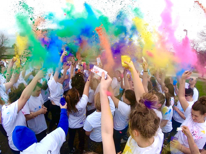 Let color fill the air every spring as you celebrate Holi with friends and fellow classmates.
