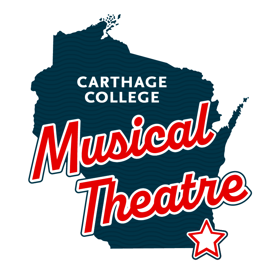 Carthage musical theatre program graphic with Wisconsin state outline.