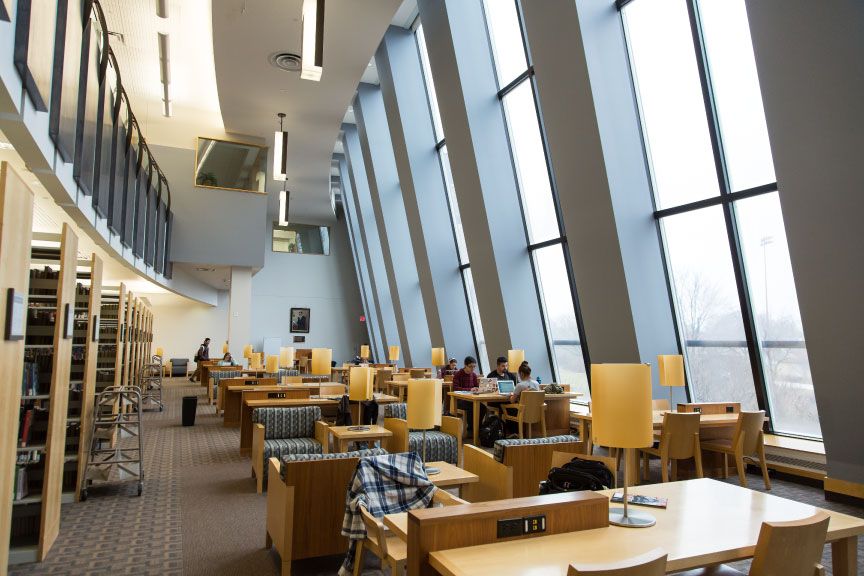 The building consists of two levels with elevator access located at the south wall of the library...