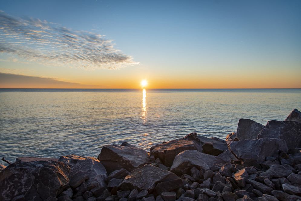 Sunrise over Lake Michigan.