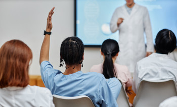 Medical humanities students in a classroom.