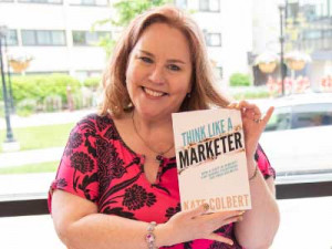 Kate Colbert ?96 with her book: ?Think Like a Marketer.?