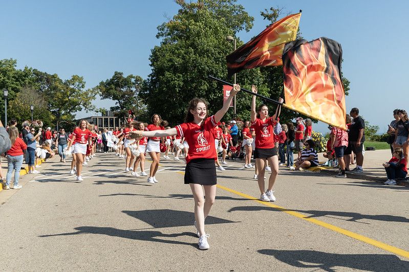 Student organizations, Greek organizations, athletic teams, and others walked in the Homecoming P...