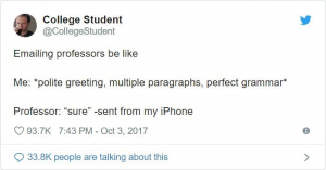 Emailing Professors Twitter Post