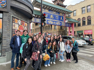 Students at the Chinatown gate.