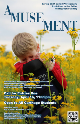 AMUSEMENT. Spring 2024 Juried Photography Exhibition in the Erhler Photography Gallery. Amusement...