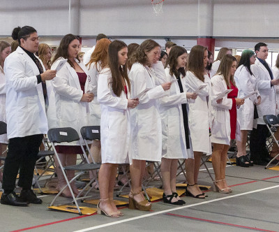 Registered nurses pledged an oath together.