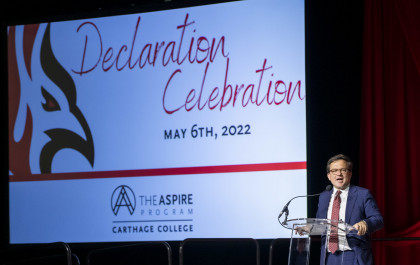 President John Swallow congratulates students at the 2022 Declaration Ceremony.