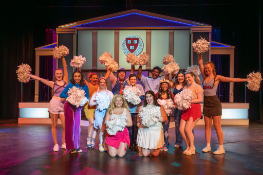 The cast of Carthage?s production of ?Legally Blonde? pose for a picture after a successful openi...