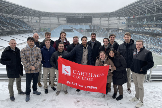 Students from the Carthage sports management master?s degree program at the Minnesota United FC (...