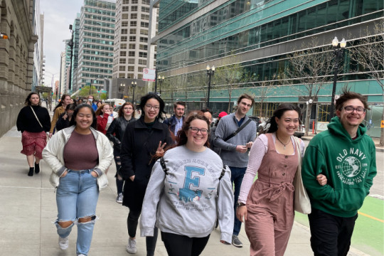 Students exploring Chinatown in Chicago.