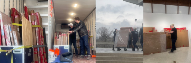 Carthage faculty and staff move pieces of the Sam and Berry Schoen Collection of Soviet Art to th...