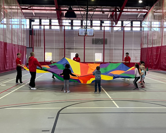 Sophomores in the Elementary PE Methods course worked in teams to co-teach over 60 students in gr...