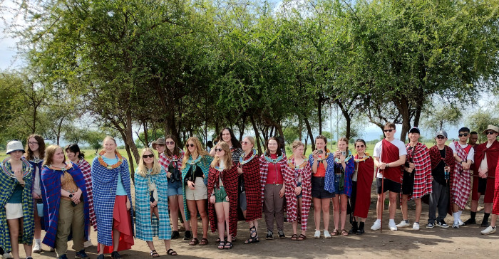 A group photo of students during the Experience Tanzania: Religion, Society and Culture study tour.