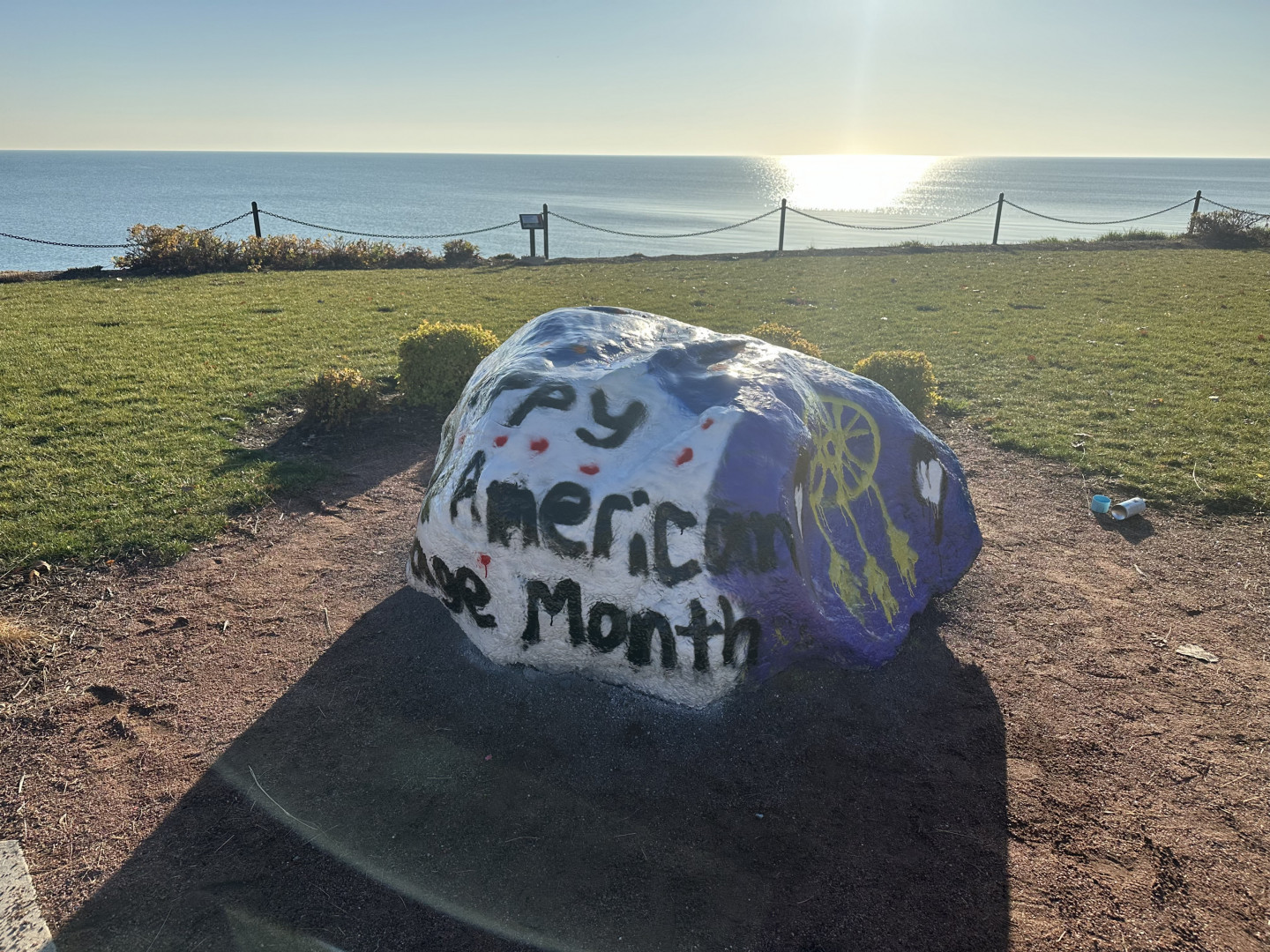 The Kissing Rock decorated for Native American Heritage Month