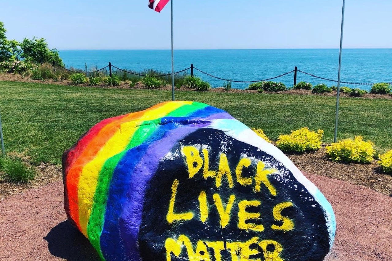 Carthage?s Kissing Rock is painted to mark Pride Month and the Black Lives Matter movement in Jun...