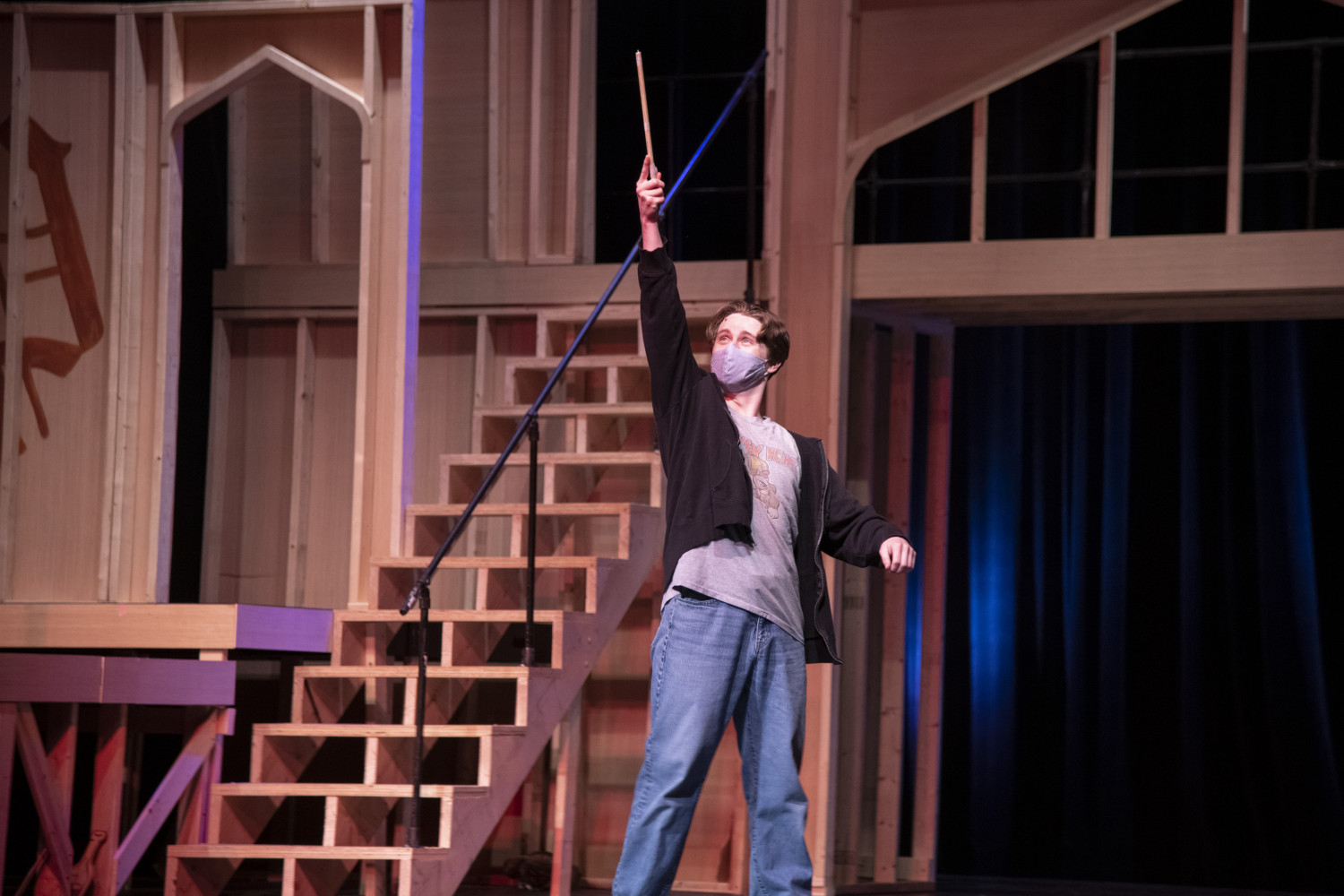 Nate Meyers in Carthage College's production of Puffs in 2020.