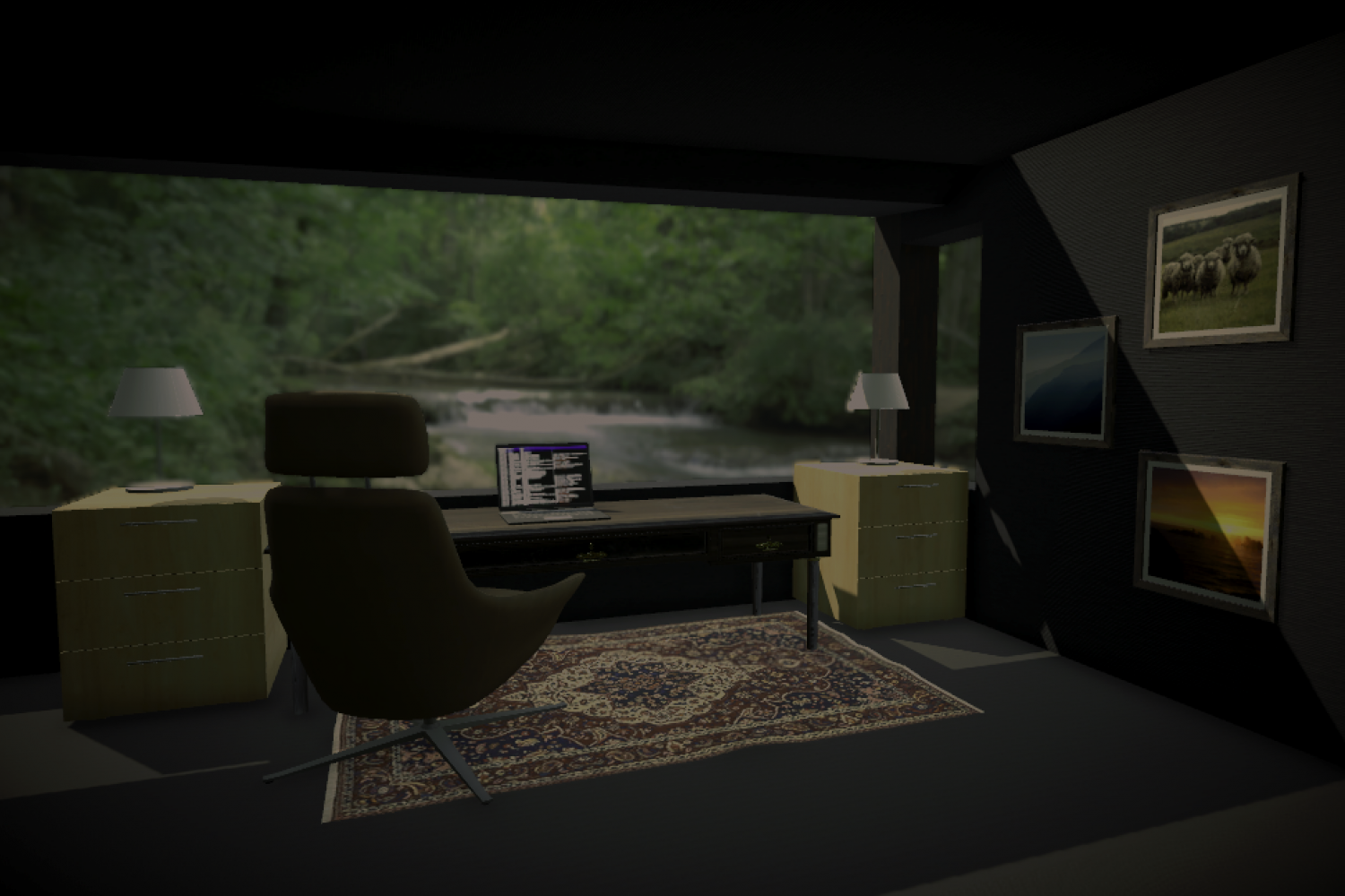 An interior scene in Unity 3D.