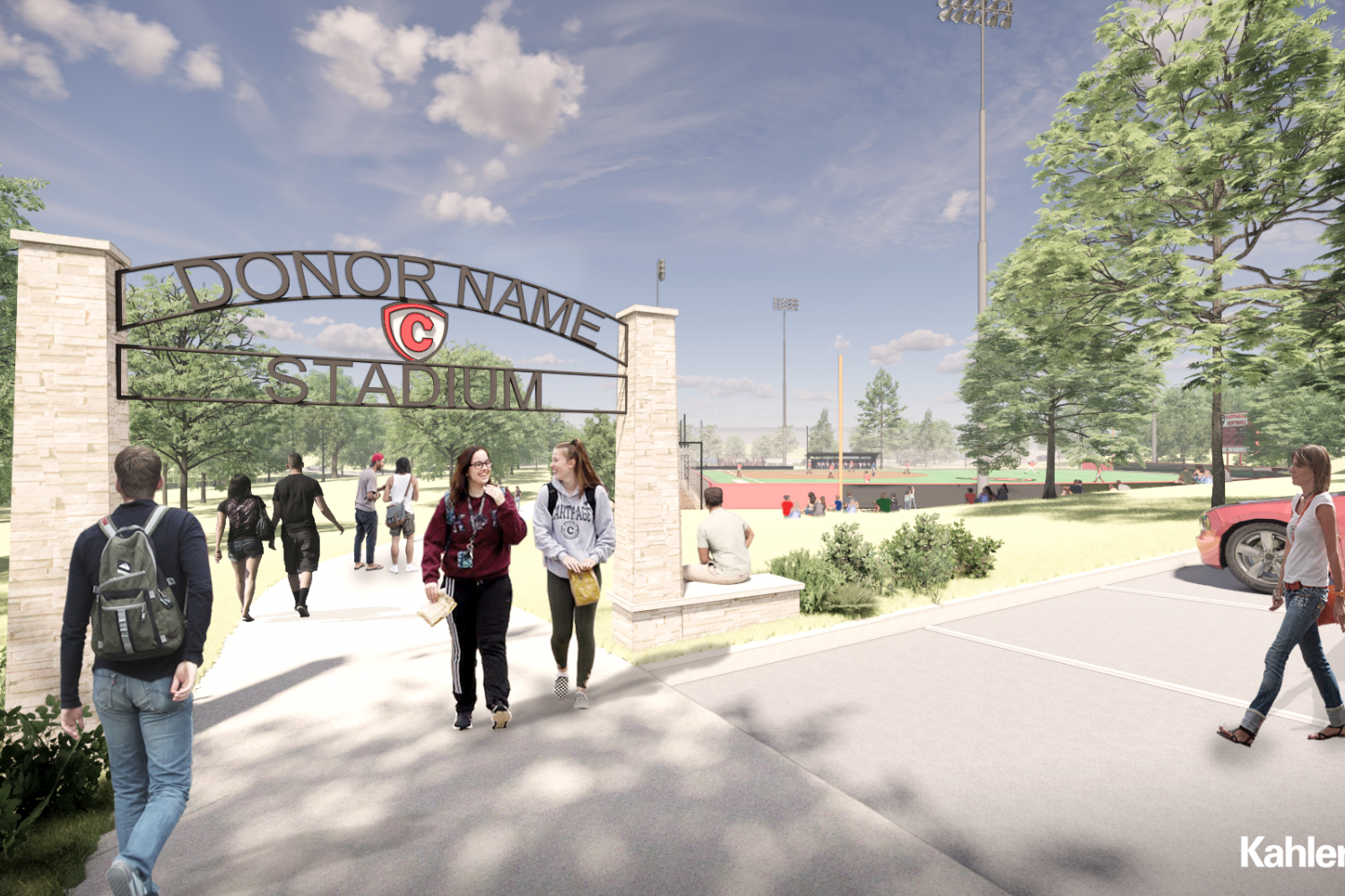 The arch entryway renderings of the new softball field.