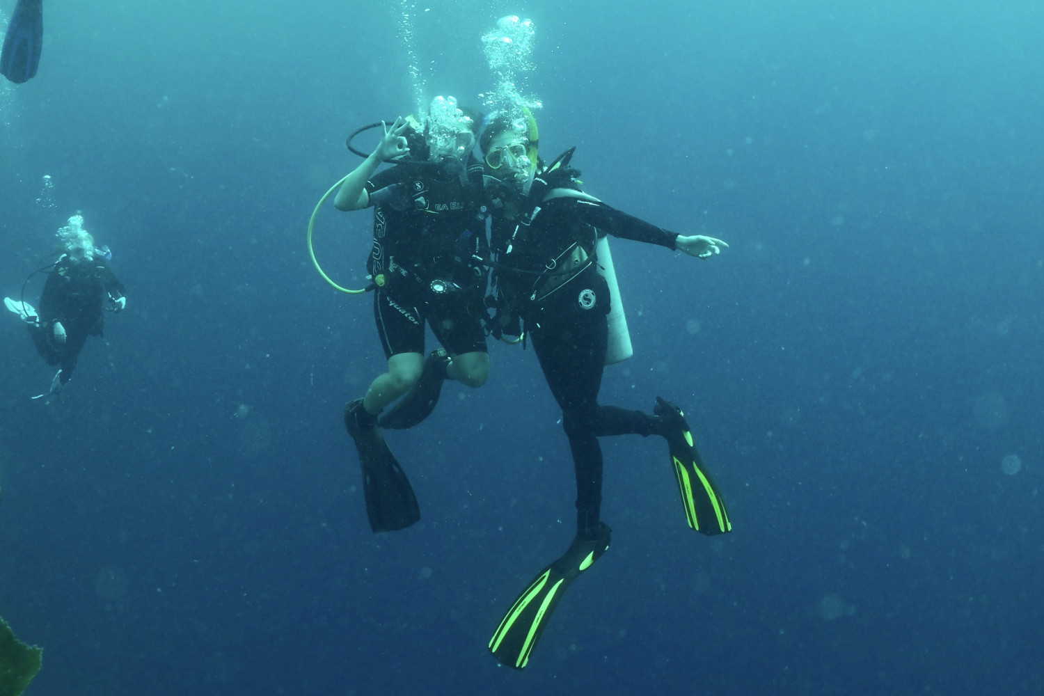 Students scuba diving in Honduras for J-Term.