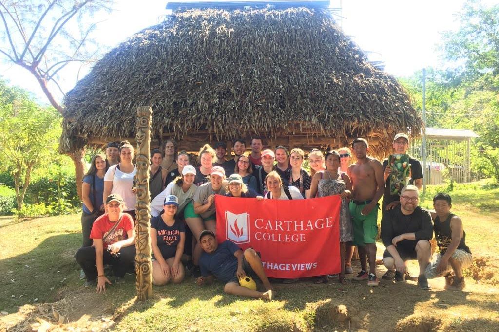 A group photo of a J-Term study tour to Costa Rica.