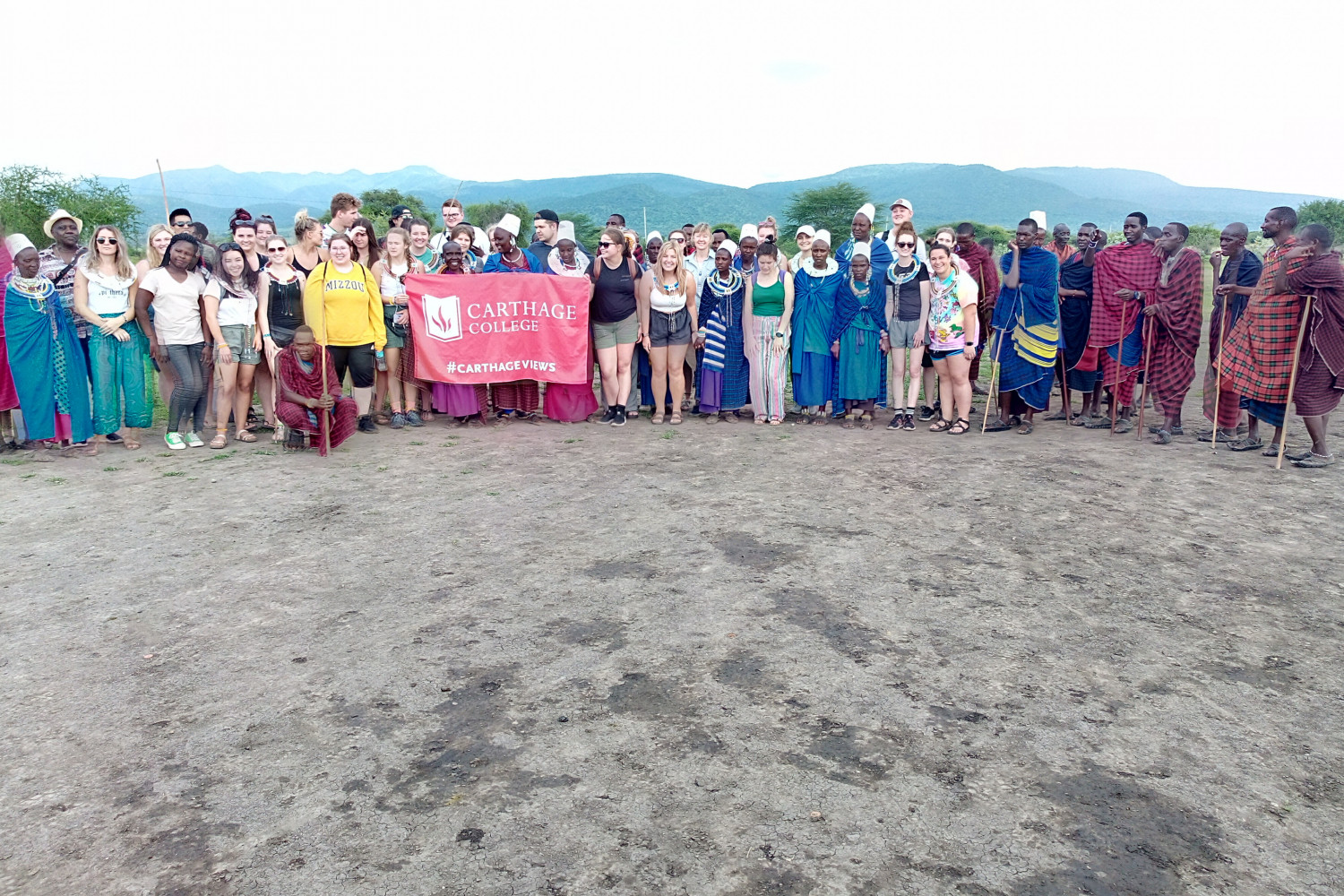 A group photo of a J-Term study tour in Tanzania.
