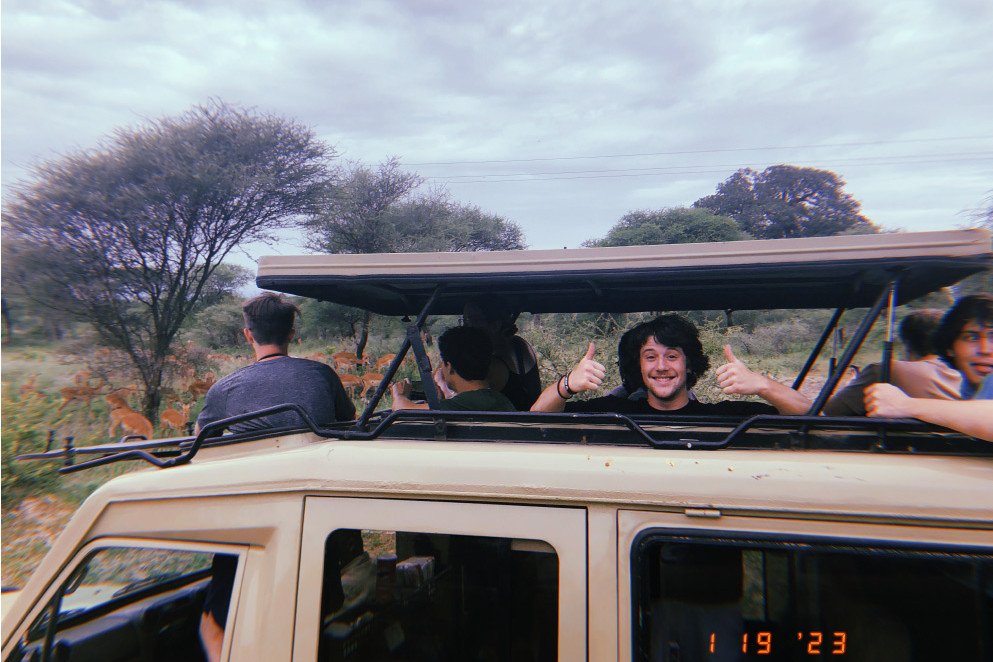 Carthage students on a safari in Serengeti.