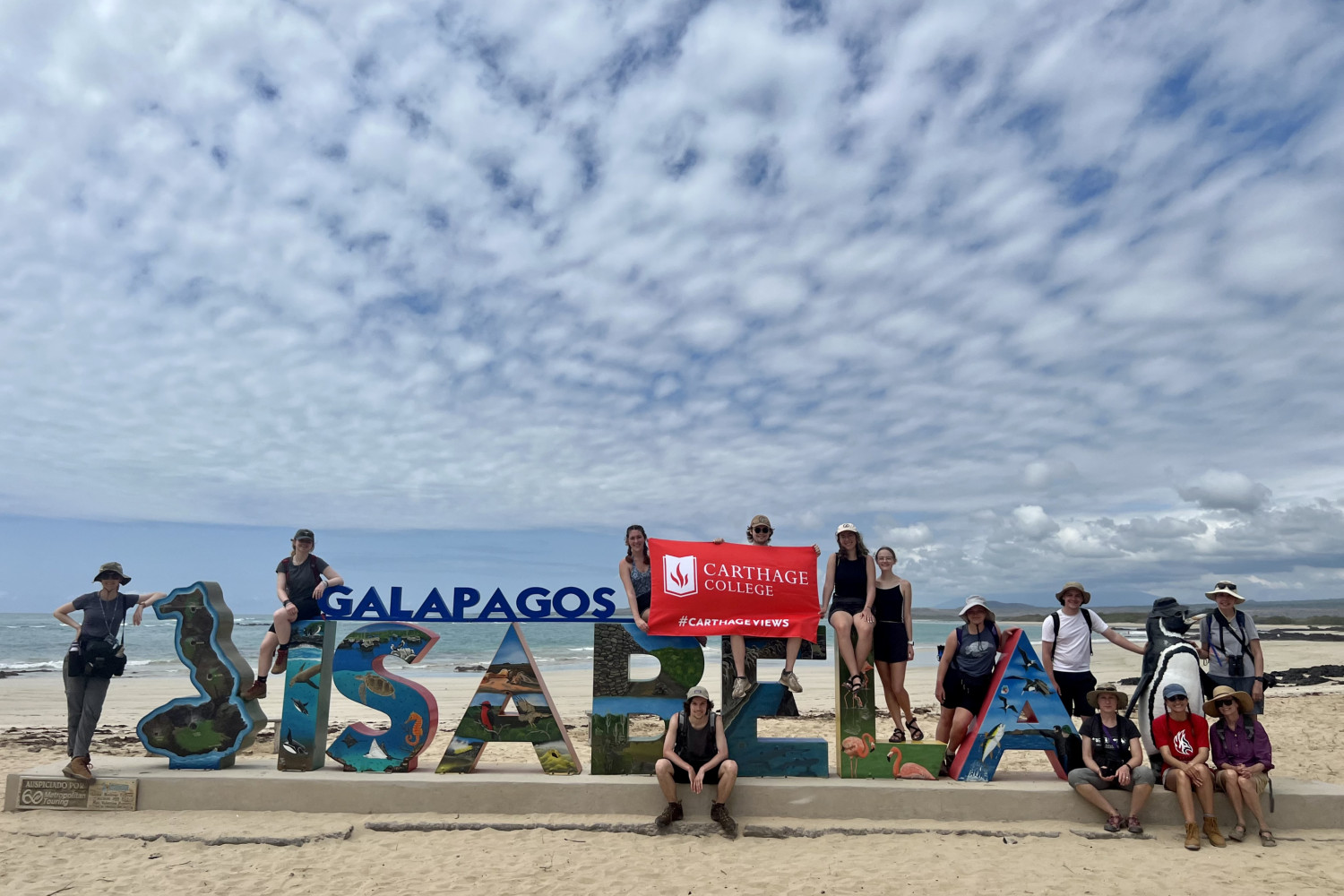 Students on the 2023 study tour to the Galápagos Islands.