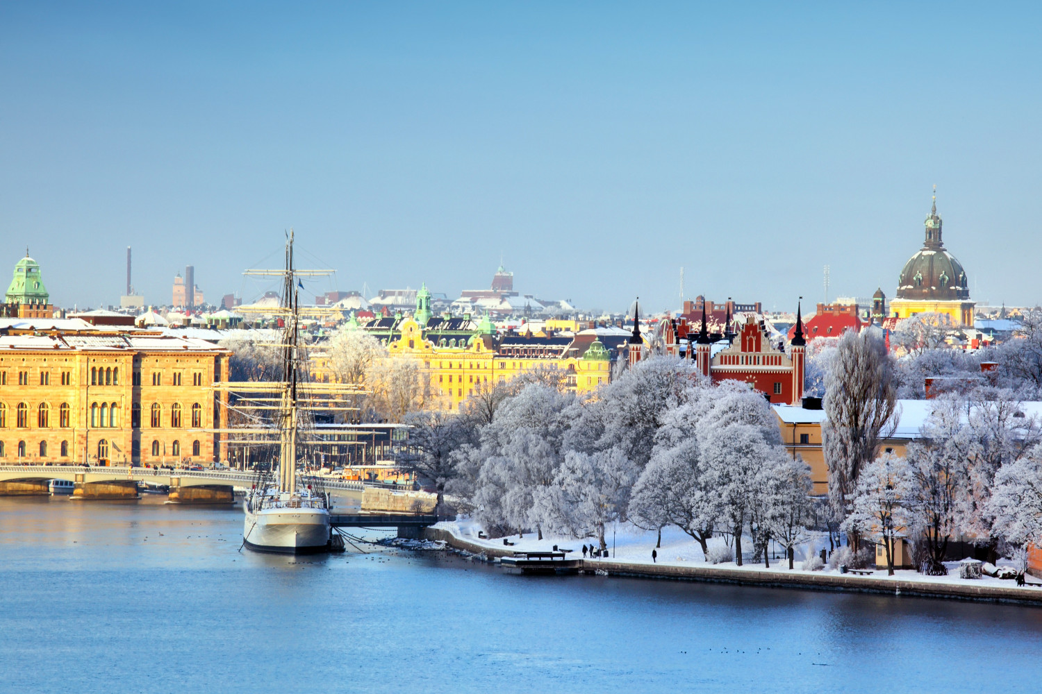 The skyline in Stockholm, Sweden.