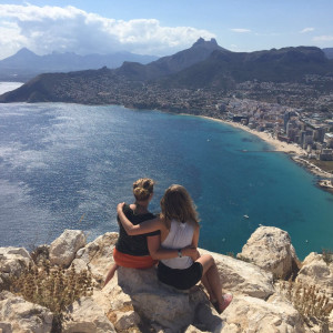On a day trip from Valencia, Carthage students sit atop Calpe Rock along Spain?s eastern coast.
