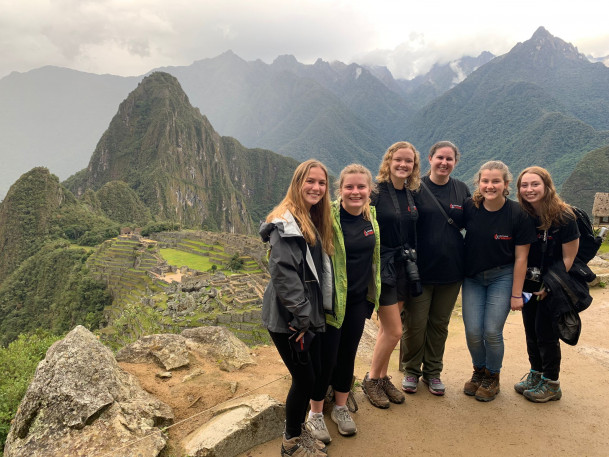 Students in front of Machu Picchu