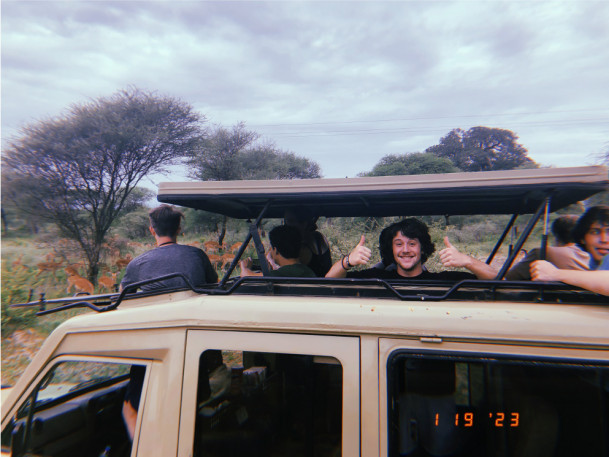 Students on a safari in Serengeti.