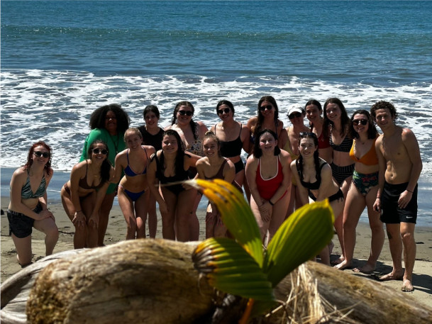 Students on a beach in Costa Rica.