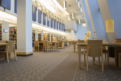 A photo of the interior of Hedberg Library.