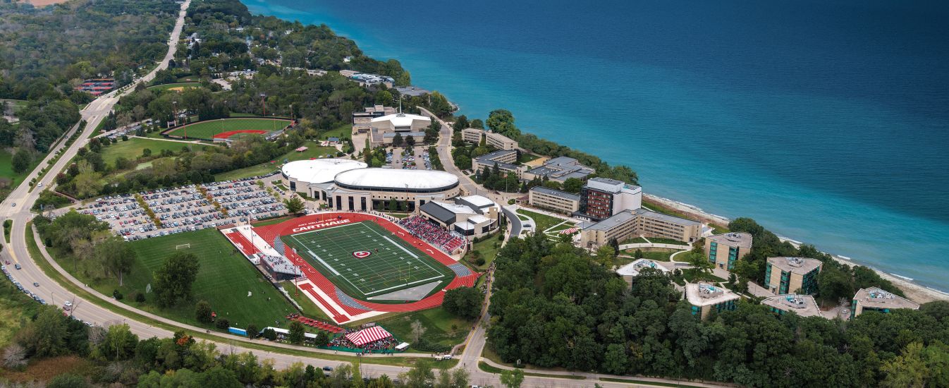 An aerial view of the Carthage College campus