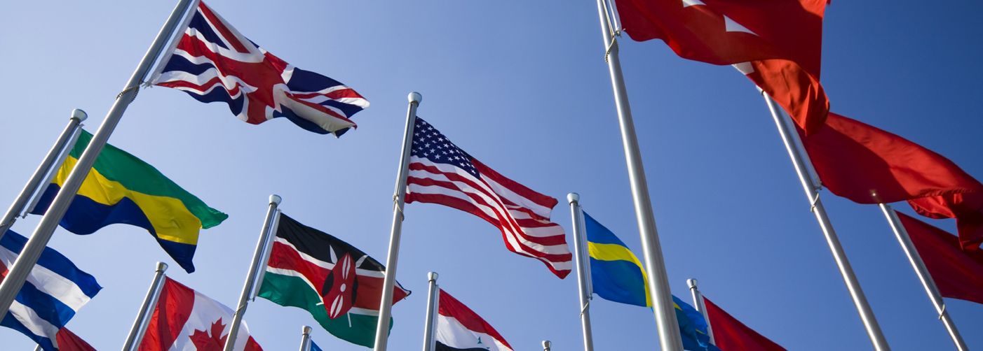 An image with flags from different countries. 