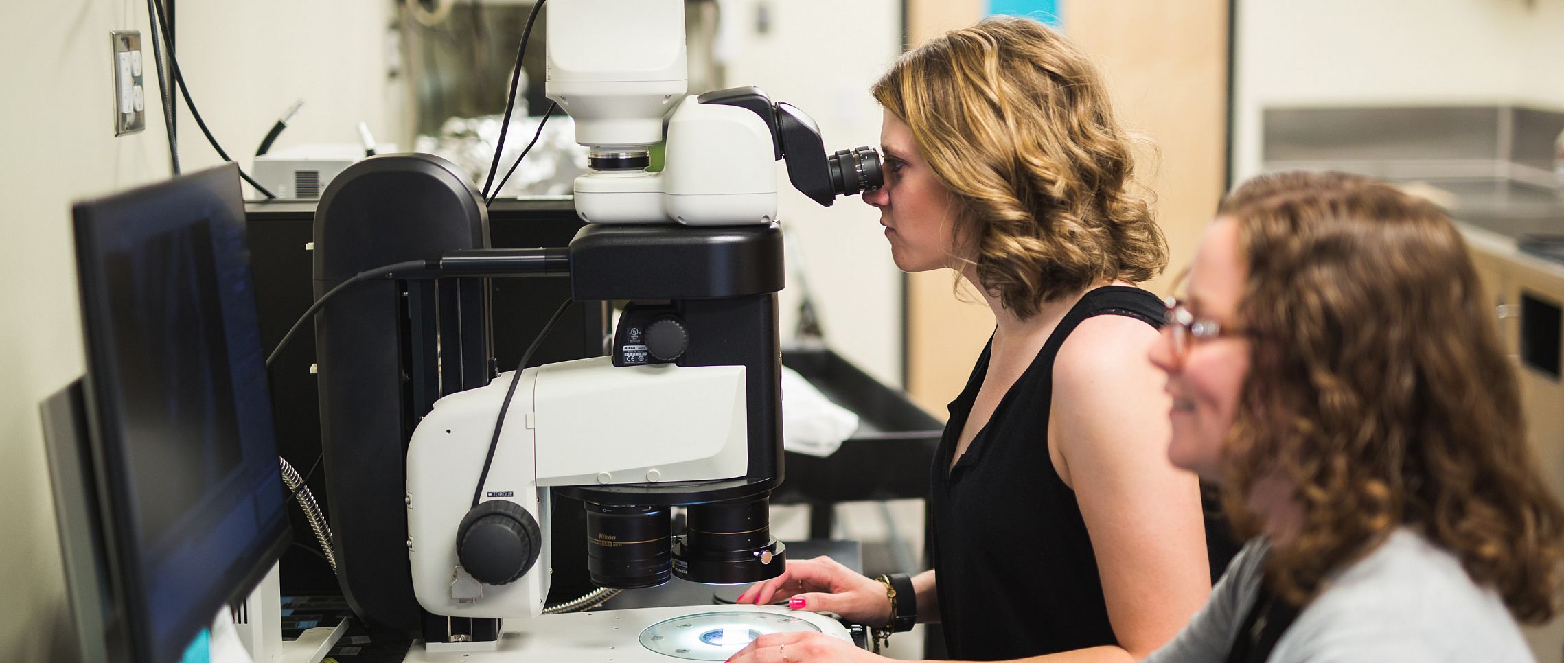 Student researches with a faculty member